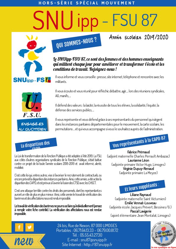 Bulletin SNUipp FSU 87 Sp cial Mouvement 2020 FSU SNUipp De La 